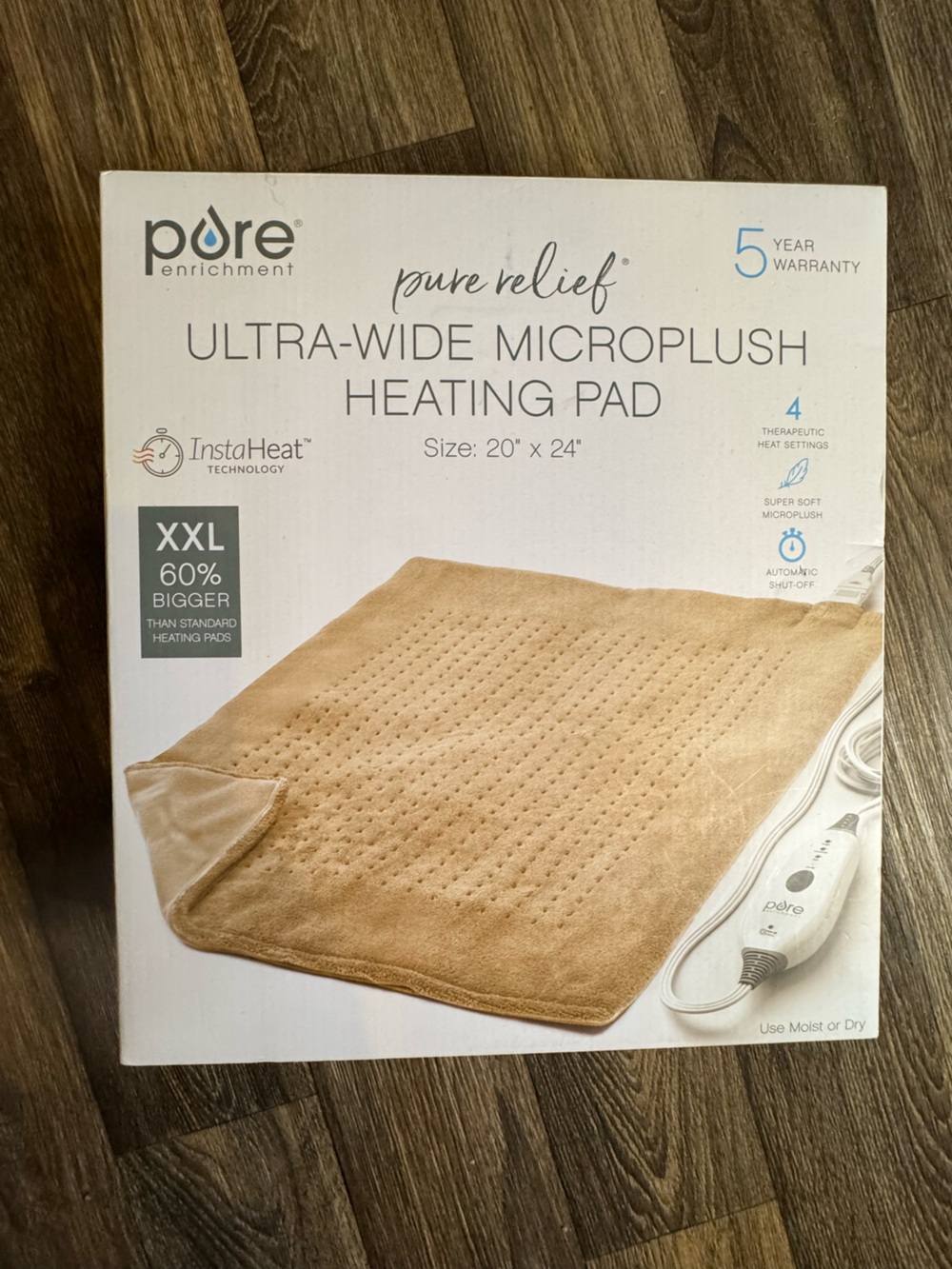 Pure Enrichment Ultra-Wide Microplush Heating Pad in Tan